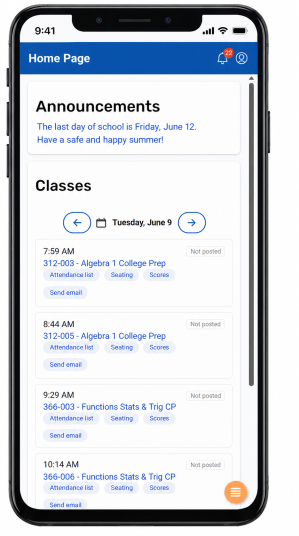 Home Page in the Staff view