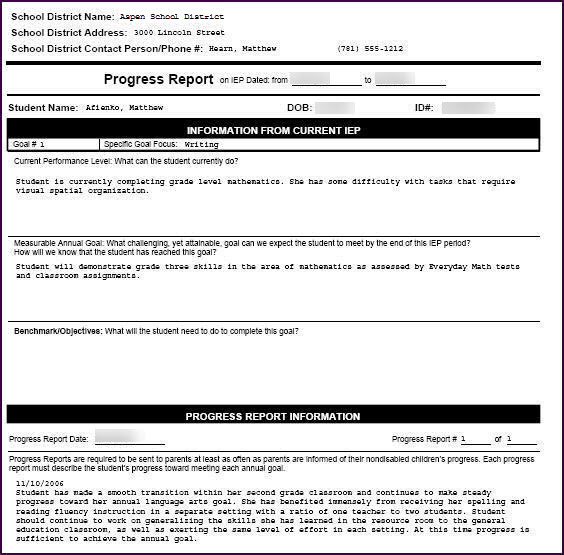 Print IEP Progress Reports